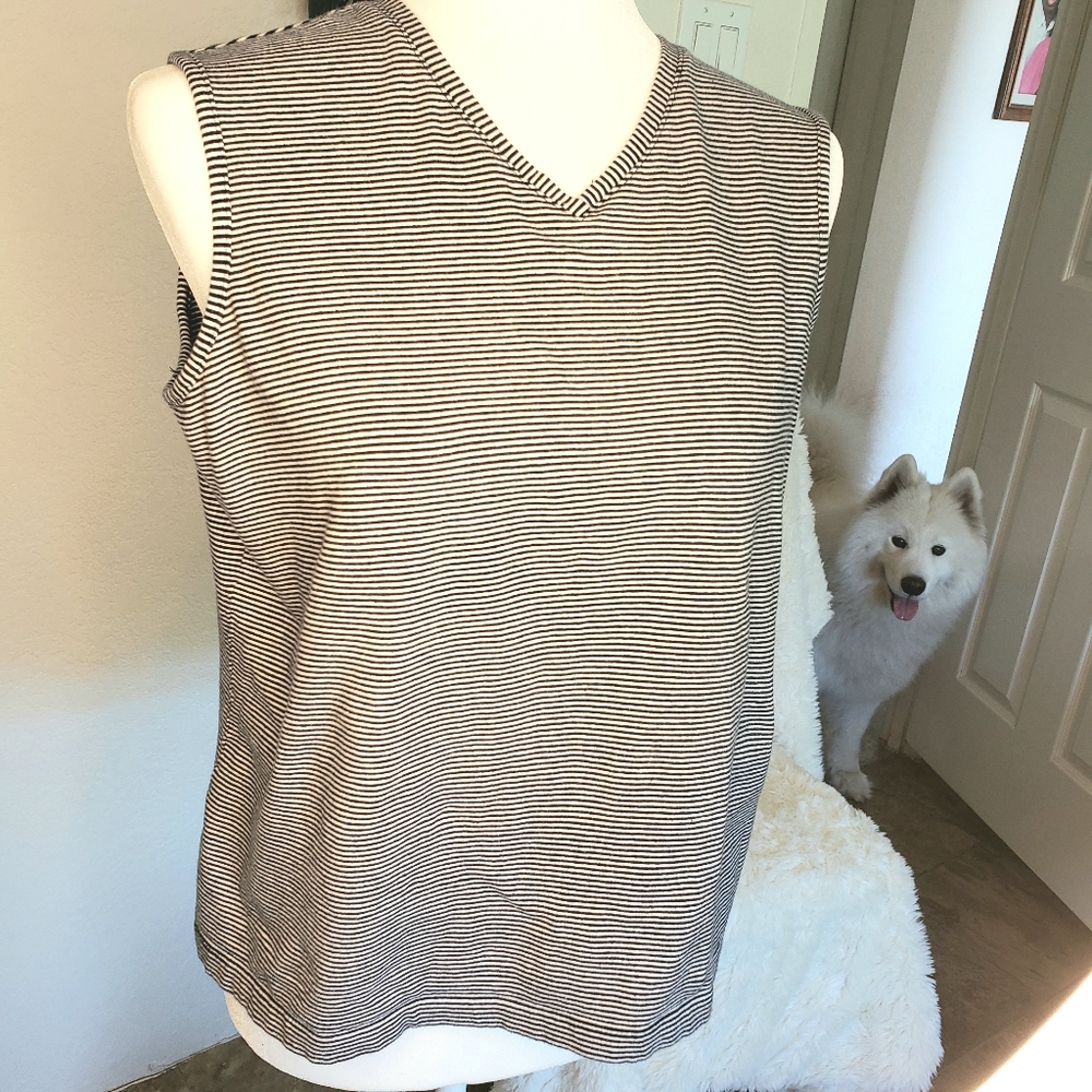 Talbots Navy Blue/White Striped Tank Top Size L